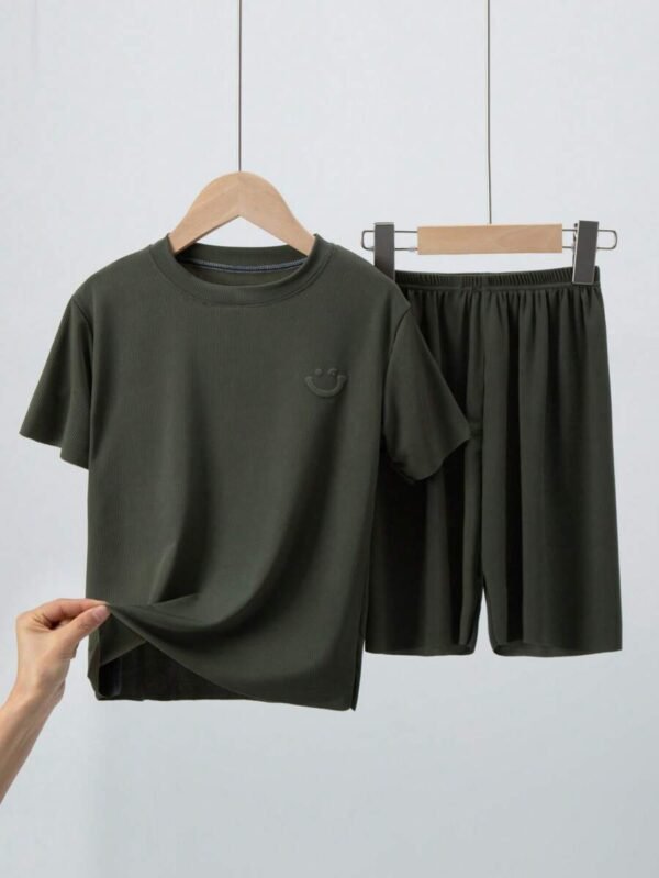 Conjunto De Camiseta De Manga Corta Y Pantalones Cortos De Seda Helada