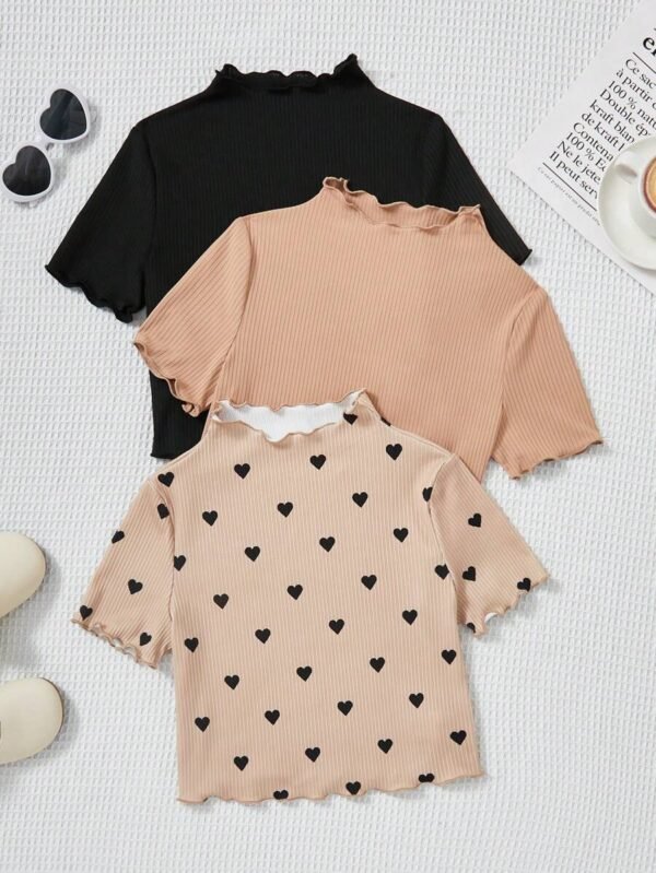 Camisetas De Manga Larga Con Cuello Alto Y Detalle De Borde