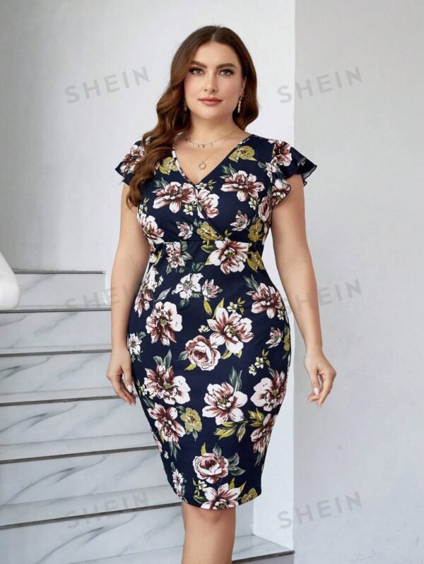 Vestido Con Mangas Fruncidas Y Estampado Floral