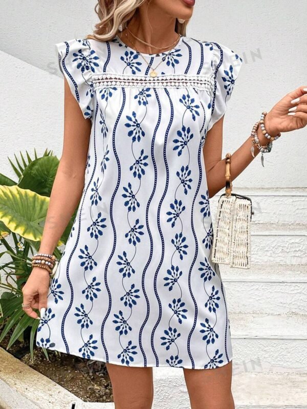 Vestido De Mujer Con Estampado Floral Y Mangas De Mariposa