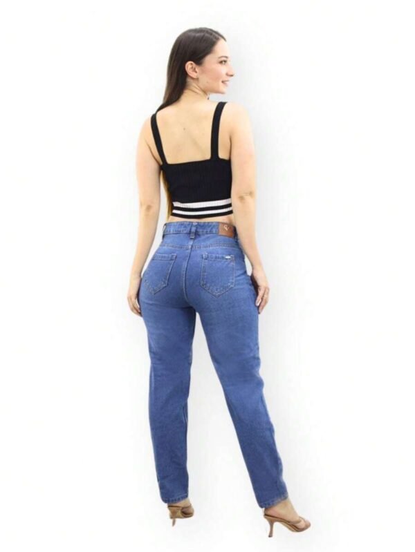 Jeans Mom Fit Mezclilla Gruesa Con Destrucción - Imagen 2