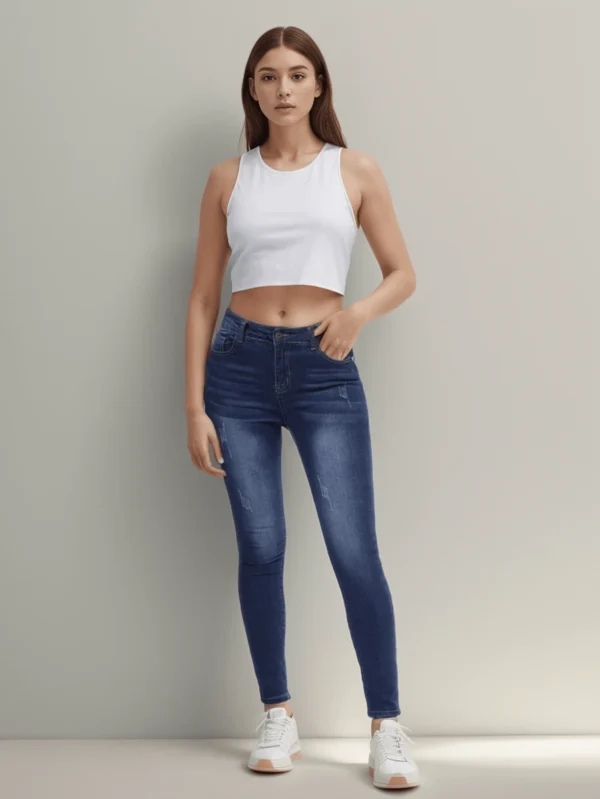 Jeans Ajustados Mezclilla de Talle Alto para Mujer - Imagen 3