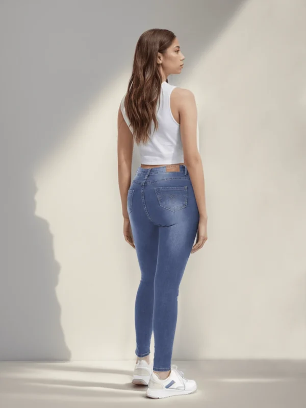 Jeans Ajustados Mezclilla de Talle Alto para Mujer - Imagen 2