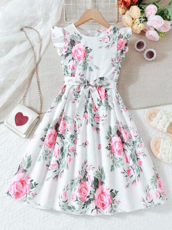 Vestido de verano casual y elegante con estampado de peonías