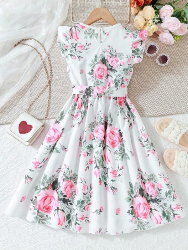 Vestido de verano casual y elegante con estampado de peonías - Imagen 2