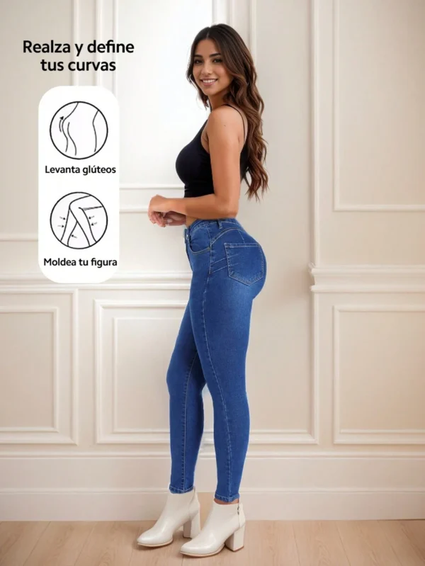 Pantalón de Mezclilla para Mujer, Basicos Ajustados, Jeans Azules para Dama - Imagen 3