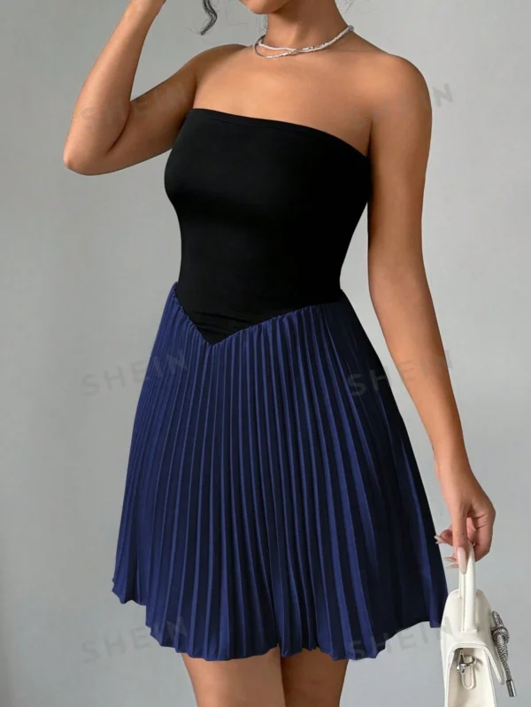 Vestido de verano elegante para mujer con contraste de color - Imagen 3