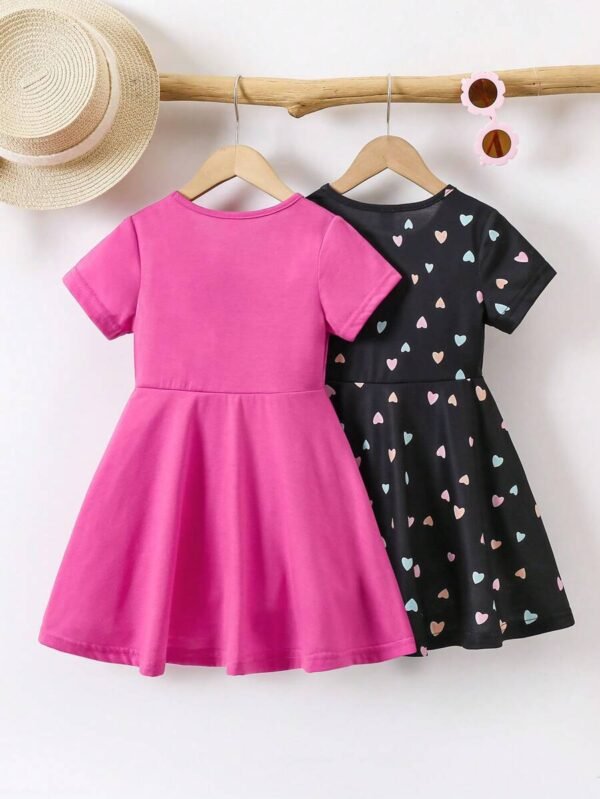 Vestido de manga corta informal con estampado de corazones arcoíris - Imagen 2