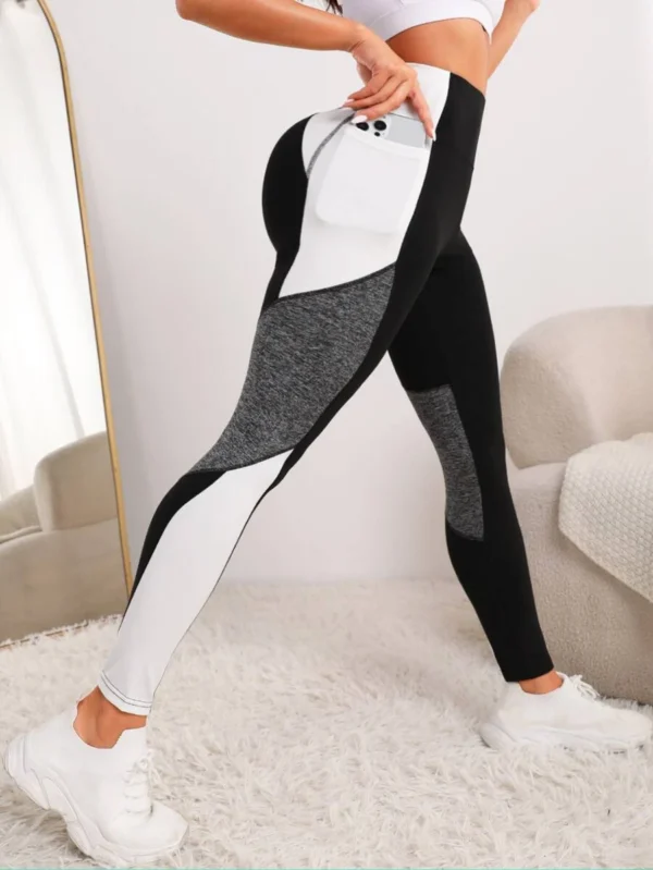Leggings deportivos de color combinado con bolsillo - Imagen 3
