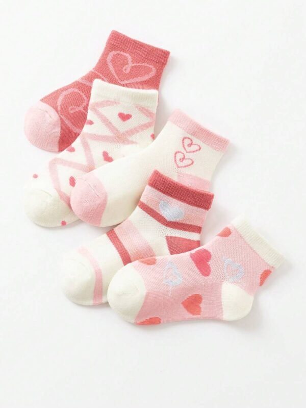5 pares Calcetines tobilleros con patrón de corazón para verano - Imagen 3