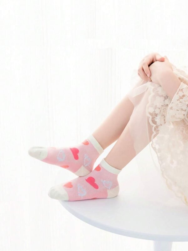 5 pares Calcetines tobilleros con patrón de corazón para verano - Imagen 2