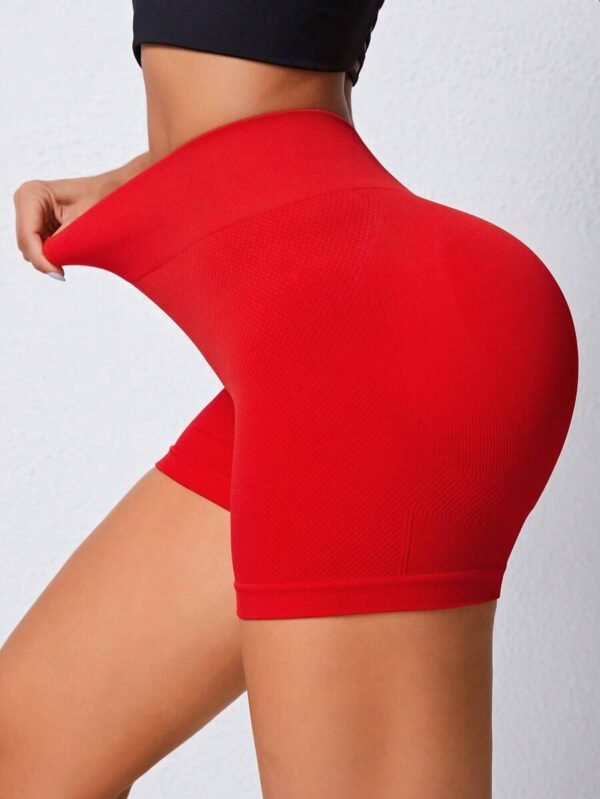 Shorts deportivos unicolor de cintura ancha - Imagen 3