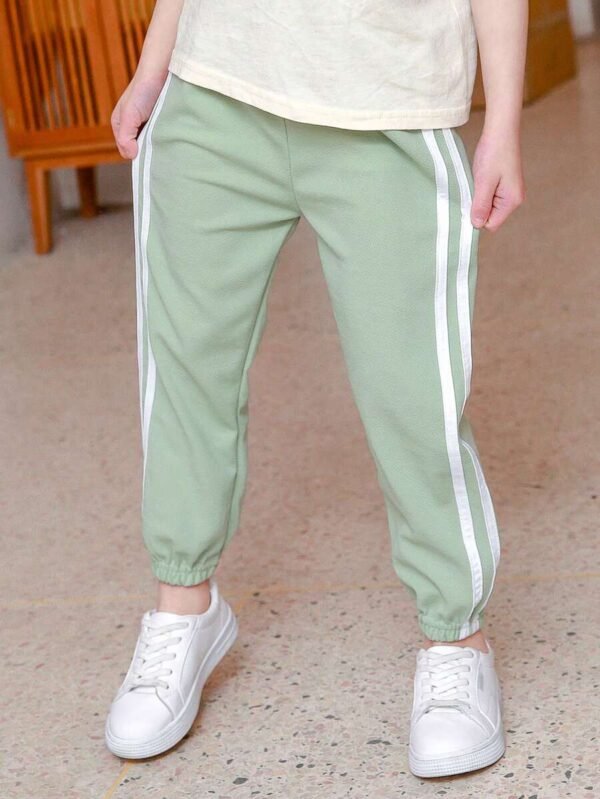 Chica preadolescente Pantalones con cinta lateral en contraste