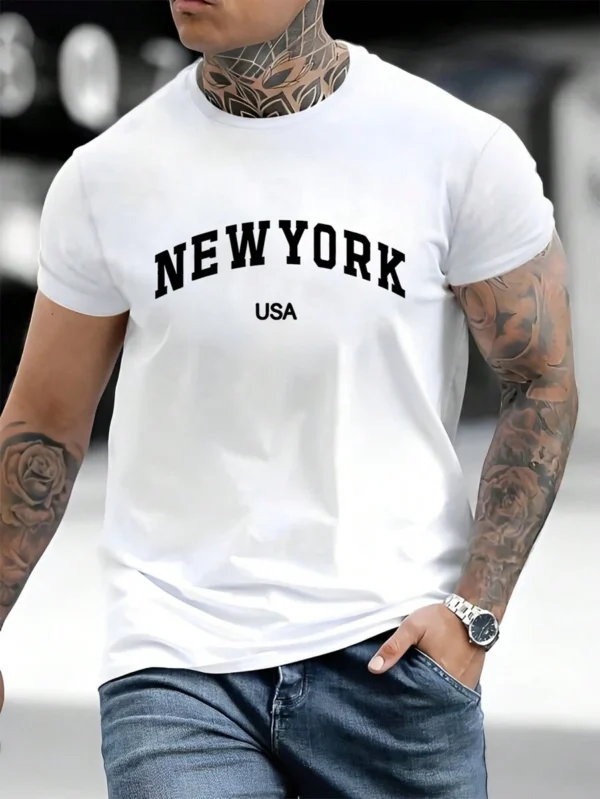 Camiseta De Hombre Con Impresión De Letras