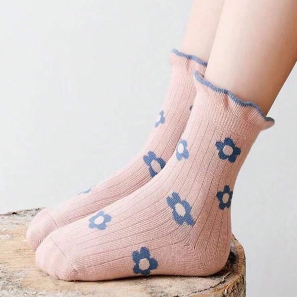 5 pares de calcetines de media caña con encaje para niños - Imagen 2