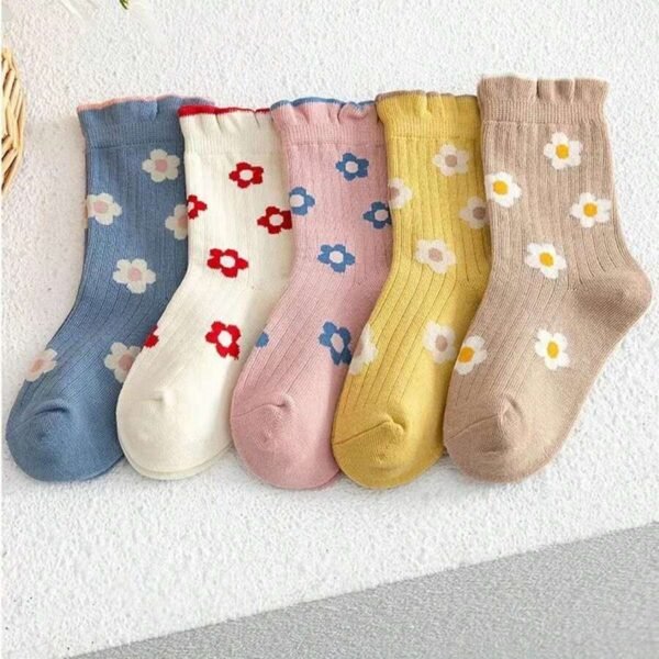 5 pares de calcetines de media caña con encaje para niños