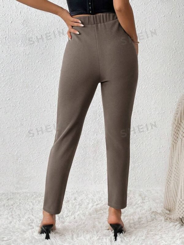 Pantalones Regulares De Mujer De Color Sólido Con Bolsillos - Imagen 2