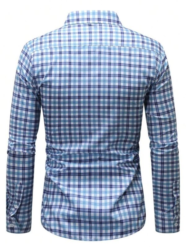 Camisa De Hombre A Cuadros De Manga Larga - Imagen 2