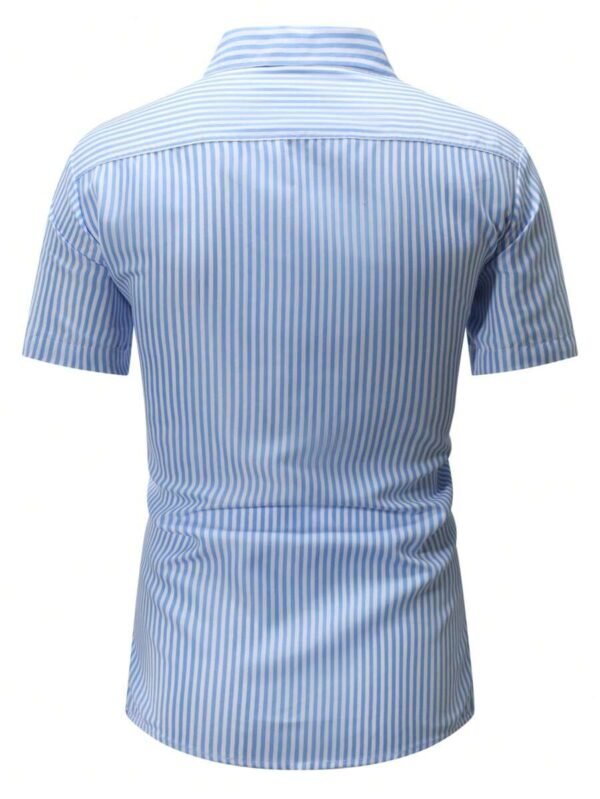 Camisa escolar de moda informal con rayas de manga corta - Imagen 2