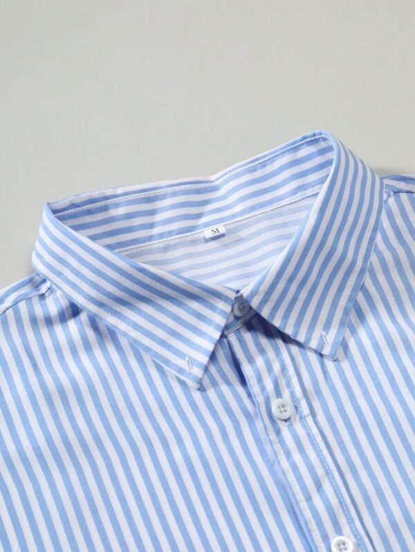 Camisa escolar de moda informal con rayas de manga corta - Imagen 3