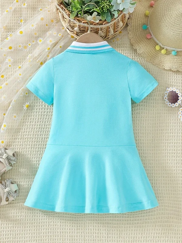 Vestido casual de verano para niñas pequeñas con patrón bordado de medusas - Imagen 2