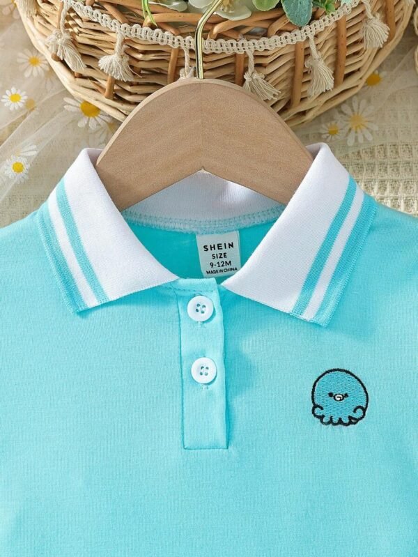 Vestido casual de verano para niñas pequeñas con patrón bordado de medusas - Imagen 3