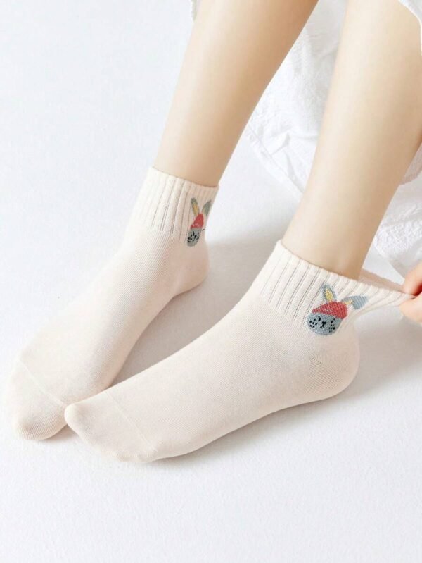 5 pares de calcetines cortos para mujer, calcetines con diseño de barco - Imagen 3