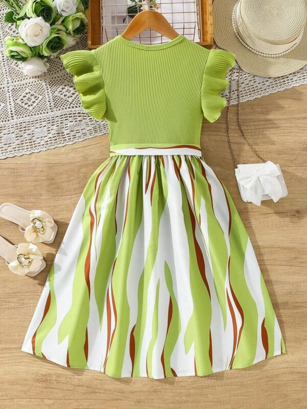 Vestido sencillo estampado con cinturón - Imagen 2