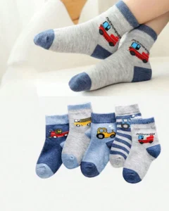 5 Par De Medias Lindas Con Dibujos Animados De Coches Para Niños