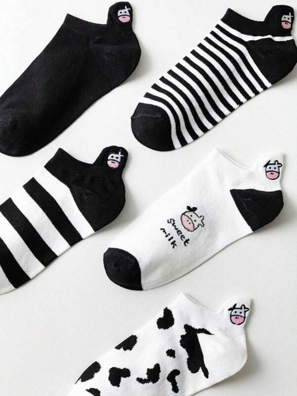5 pares Calcetines tobilleros con estampado de vaca - Imagen 2