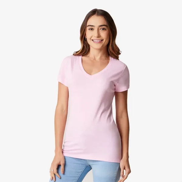 Playera Cuello V mujer Rosa
