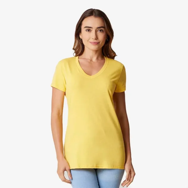 Playera Prime Cuello V Amarillo mujer