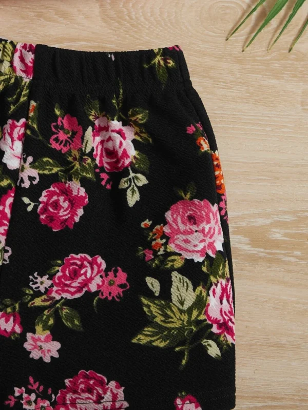 Top De Camiseta Sin Mangas De Punto Acanalado Para Niñas Jóvenes & Pantalones Cortos - Imagen 3