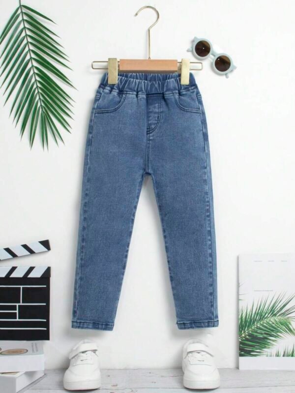 Jeans holgados con bolsillos planos de carga y cintura elástica para niño