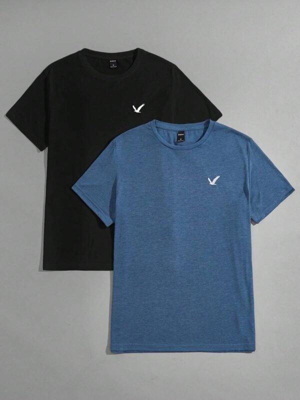 Camiseta Tejida De Dos Tonos Para Hombre Con Estampado De Gaviota