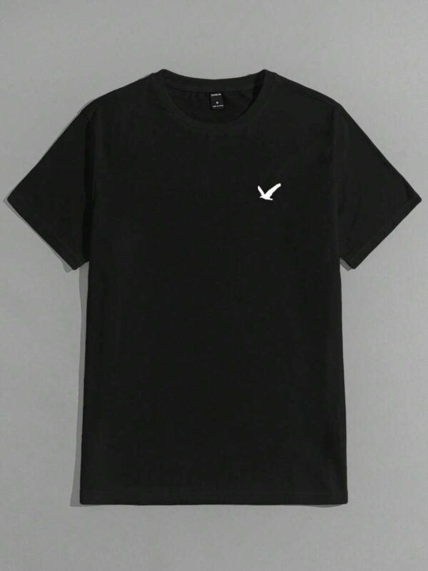 Camiseta Tejida De Dos Tonos Para Hombre Con Estampado De Gaviota - Imagen 3