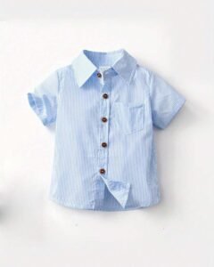 Camisa de manga corta casual para niño con estampado de rayas