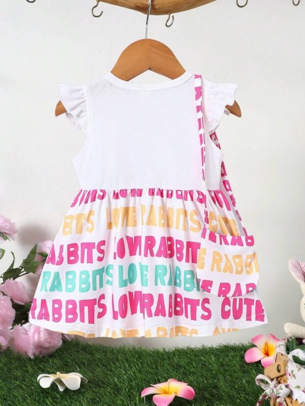 Vestido de verano para bebé niña con mangas de volantes y estampado colorido y lindo - Imagen 2