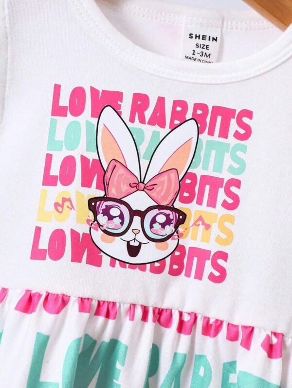 Vestido de verano para bebé niña con mangas de volantes y estampado colorido y lindo - Imagen 3