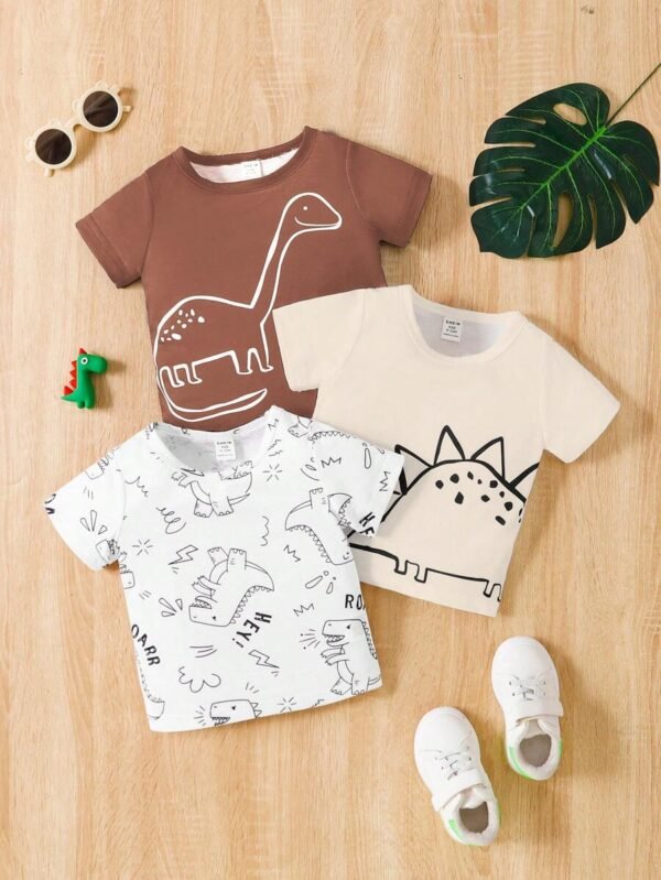 Conjunto informal de 3 piezas con camiseta de manga corta tejida para bebé niño