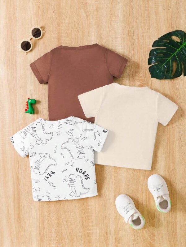 Conjunto informal de 3 piezas con camiseta de manga corta tejida para bebé niño - Imagen 2