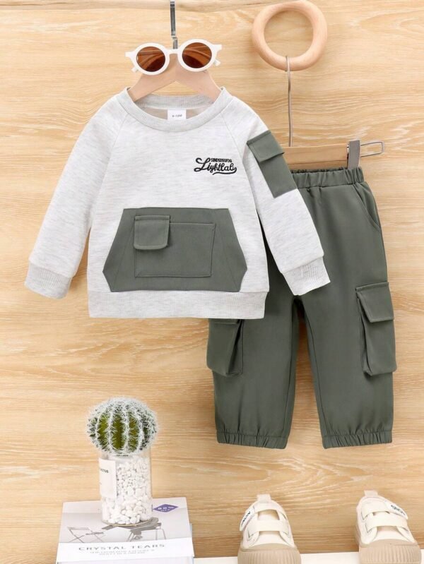 Conjunto de sudadera manga larga y pantalón para niño bebé