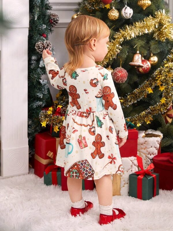 Vestido de manga larga con estampado de casa de pan de jengibre - Imagen 2