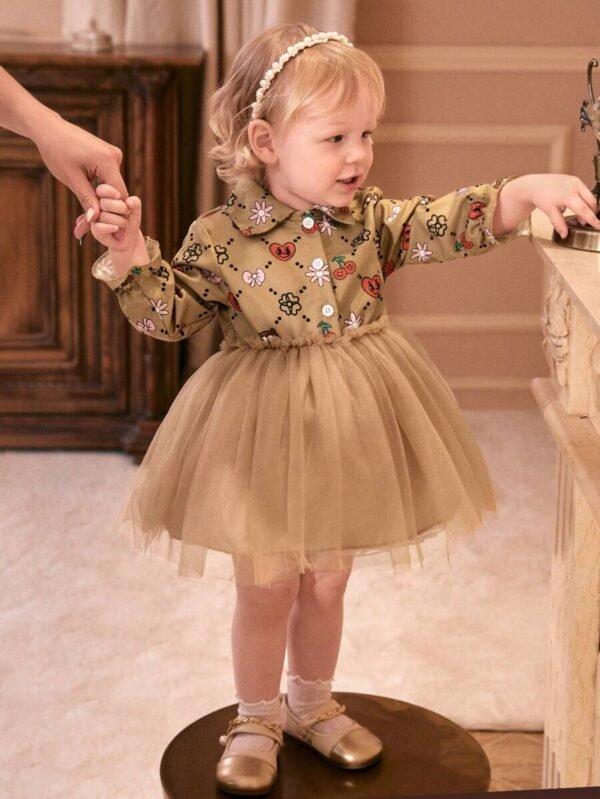 Vestido de contraste de malla con estampado floral
