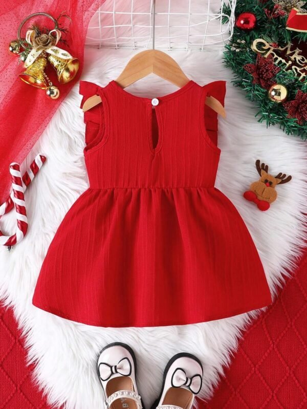 Vestido casual, cómodo y lindo para niñas pequeñas con adorno bordado de ola - Imagen 2