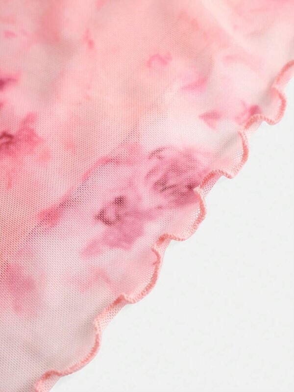 Vestido mini de malla con estampado floral rosa para chicas - Imagen 2