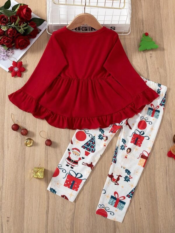 Conjunto de camiseta de manga larga con puños de volantes y pantalones - Imagen 2