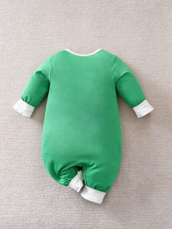 Pelele de manga larga cómodo con estampado de Papá Noel para bebé - Imagen 3