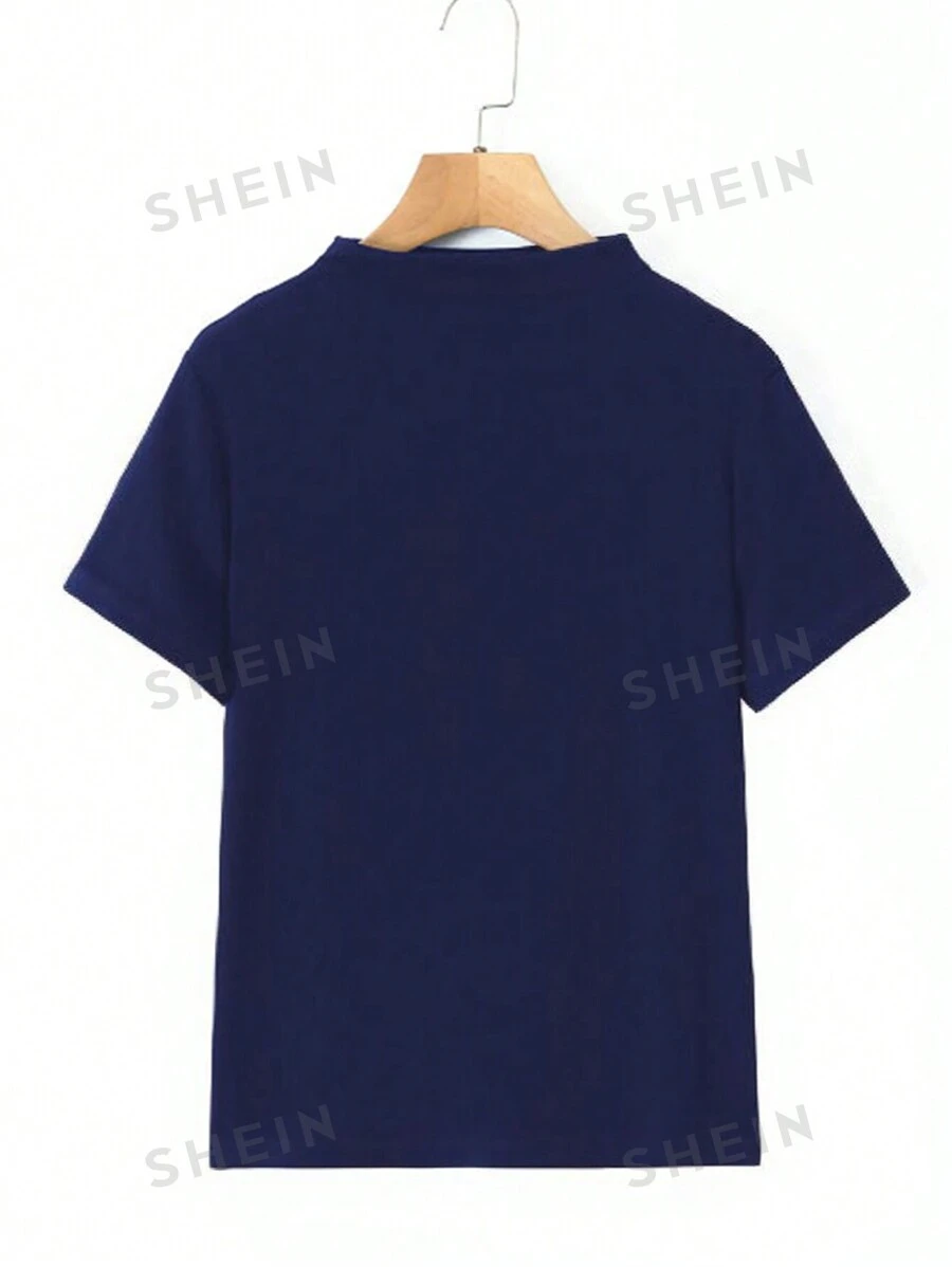 Camiseta casual de mujer de unicolor, cuello redondo - Imagen 2