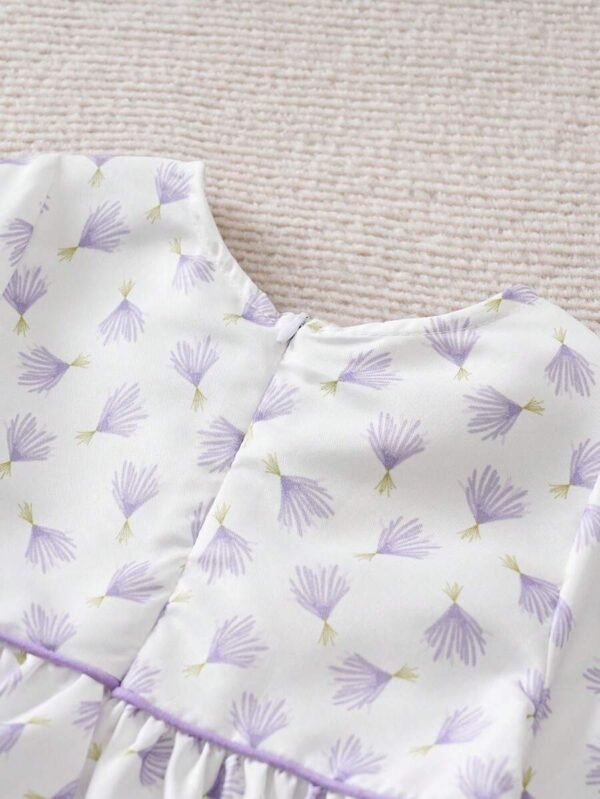 Vestido cómodo con cuello redondo con estampado de ramo de flores - Imagen 3